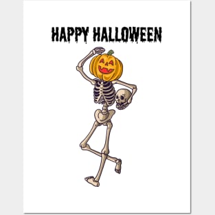 Happy Halloween Dancing Skeleton Posters and Art